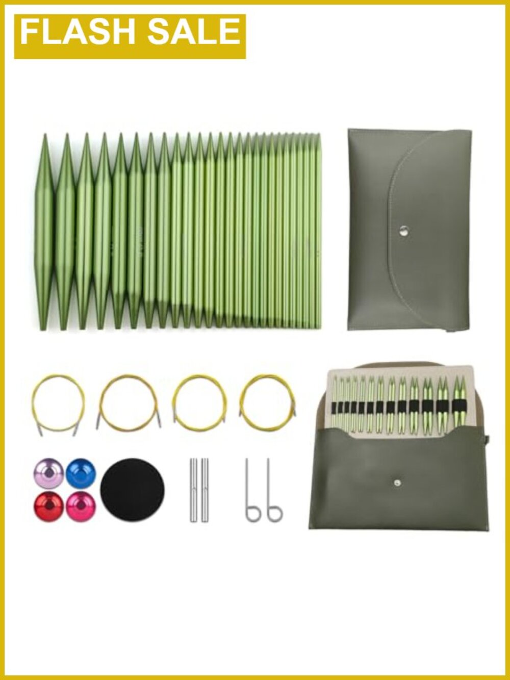 Interchangeable Circular Knitting Needles Set Aluminum 13 Pairs 4 Inch